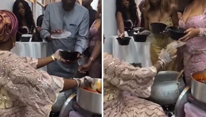 Guests served Amala and soup at a wedding ceremony in Texas (Video)